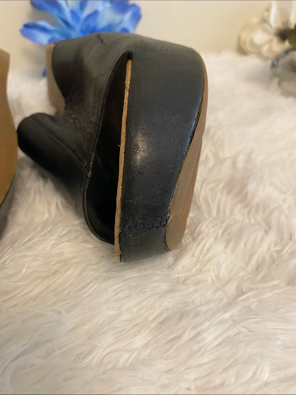 Kork-Ease Black Leather Cork Wedge Mules sz 7m - Picture 10 of 12